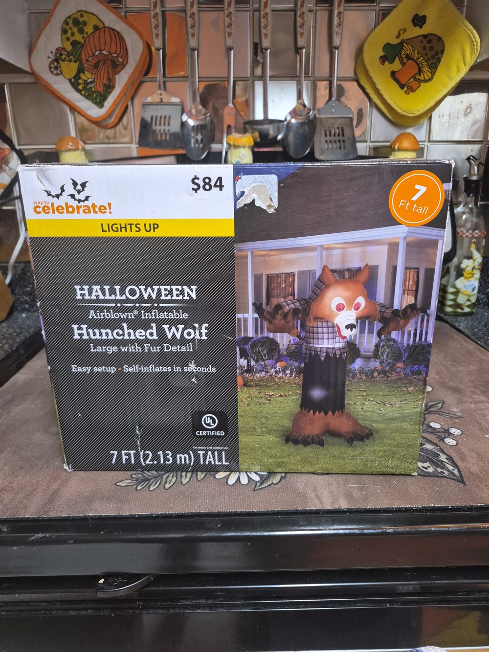 The Wav to Celebrate! Halloween Airblown 7 ft Lighted Wolf Inflatable in multico